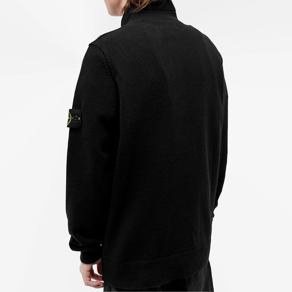Stone Island Men's Stand Collar Button Neck Knit Black